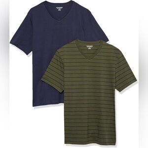 Amazon Essentials 100% Cotton T Shirts for Men,Short-Sleeve V-Neck, Pack of 2